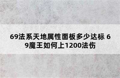 69法系天地属性面板多少达标 69魔王如何上1200法伤